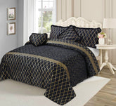 5 PCS VELVET TEXTURE VERSACE BEDSHEET SET-BLACK